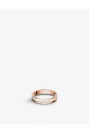 Boucheron Mens Quatre White Edition 18ct Pink-Gold and Ceramic Wedding Band 46mm
