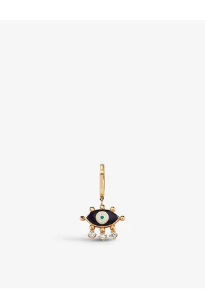 LA Maison Couture Womens Navy Selda Jewellery Evil Eye 14ct Rose-gold, 0.08ct Diamond and Enamel Single Hoop Earring