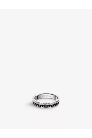 Boucheron Mens Quatre Black Edition 18ct White-Gold and 0.24ct Diamond Wedding Band 47mm