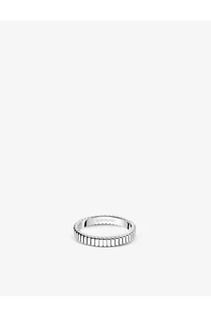 Boucheron Mens Quatre Grosgrain 18ct White Gold Wedding Band 49mm