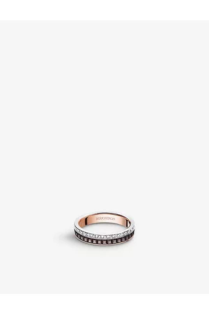 Boucheron Mens Quatre Classique 18ct Rose-Gold, White-Gold and 0.21ct Diamond Wedding Band 48mm