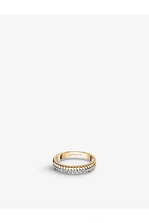 Boucheron Mens Quatre Radiant Edition 18ct Yellow-Gold, White-Gold and 0.24ct Diamond Wedding Band 48mm