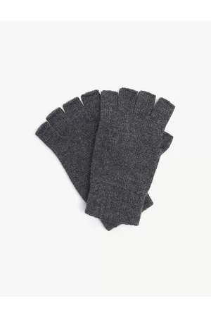 Johnstons Womens Dark Granite Ribbed Fingerless Cashmere Gloves