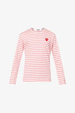 Comme des Garçons Mens Branded Stripe-Print Cotton-Jersey Top S