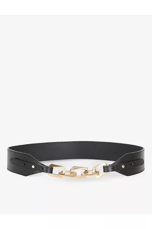 Sandro Womens Noir / Gris Chain-detail Leather Belt