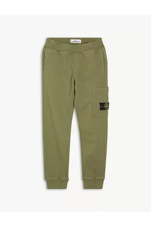 Stone Island Boys Sage Kids Brand-patch Tapered Cotton-jersey Jogging Bottoms 4-14 Years