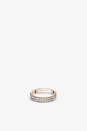 Boucheron Mens Quatre Radiant Edition 18ct White, Rose-Gold and 0.23ct Diamond Wedding Band 46mm