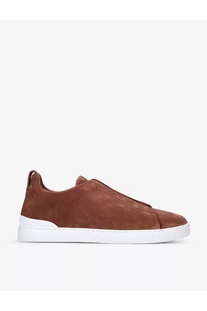 Ermenegildo Zegna Mens Triple Stitch Low-Top Suede Trainers Eur 40 / 6 Uk Men