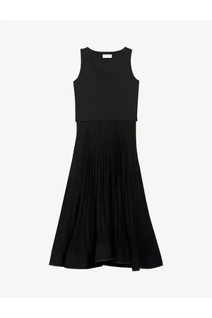 Claudie Pierlot Womens Noir / Gris Tradi Vest Cotton-blend Midi Dress