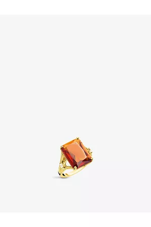 Thomas Sabo Womens Magic Stones 18ct Yellow Gold-Plated Sterling-Silver and Zirconia Cocktail Ring M