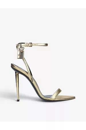 Tom Ford Womens Padlock Leather Heeled Sandals Eur 36 / 3 Uk Women
