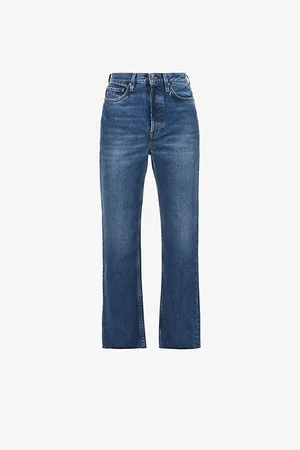 Totême Womens Raw-Hem Straight-Leg High-Rise Organic-Cotton Jeans 27