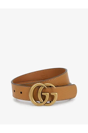 Gucci Girls Black Gold Kids Gg-logo Leather Belt 2-8 Years