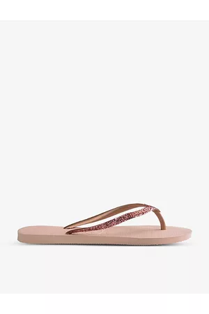 Havaianas Womens Slim Glitter II Embellished Rubber Flip Flops 1/2