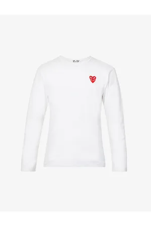 Comme des Garçons Mens Overlap Heart-Print Cotton-Jersey Top S