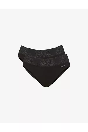Sloggi Womens Tai Period Pants Brand-Print Mid-Rise Stretch-Woven Briefs Pack Of Two Xxs