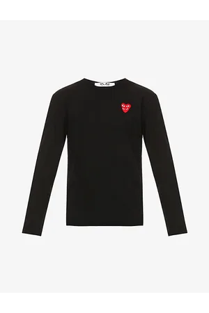 Comme des Garçons Mens Overlap Heart-Print Cotton-Jersey Top S