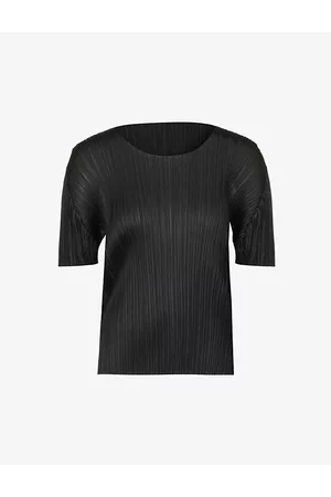 PLEATS PLEASE ISSEY MIYAKE Womens Basics Round Neck Pleats Knitted T-Shirt 3