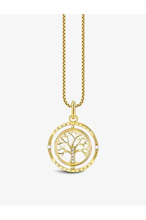 Thomas Sabo Men Necklaces - Mens Tree of Love 18ct Yellow Gold-plated Sterling-silver and Zirconia Pendant Necklace