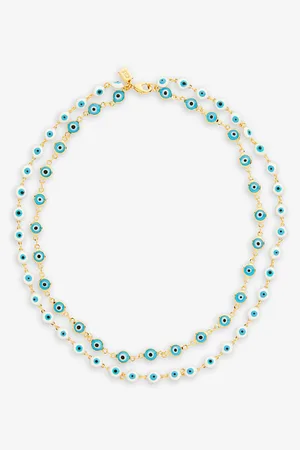 Crystal Haze Womens Nazar Evil Eye 18ct Yellow Gold-Plated Brass Necklace