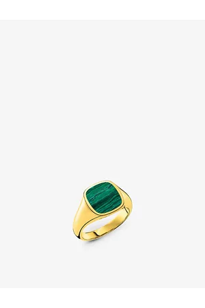 Thomas Sabo Classic 18ct Yellow Gold-Plated Sterling Silver and Malachite Signet Ring S