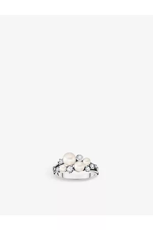 Thomas Sabo Womens Cluster Sterling-Silver Zirconia and Pearl Ring L.5