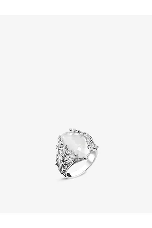 Thomas Sabo Womens Embellished Sterling Silver, Zirconia and Milky Quartz Cocktail Ring L.5