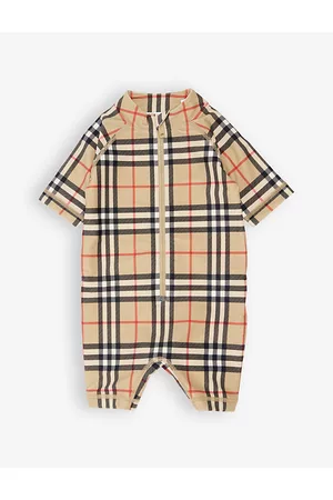 Burberry Sebastian Checked Stretch-woven Romper 6 months-2 Years 6 Months