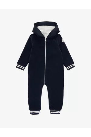 Moncler Logo-embroidered Stretch-woven Romper 18-24 Months