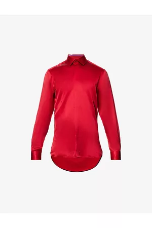 OZWALD BOATENG Mens Classic Regular-fit Silk Shirt 15