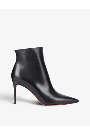 Christian Louboutin Womens Bianco/Black Astrilarge Booty 100 Leather Heeled Boots 4.5