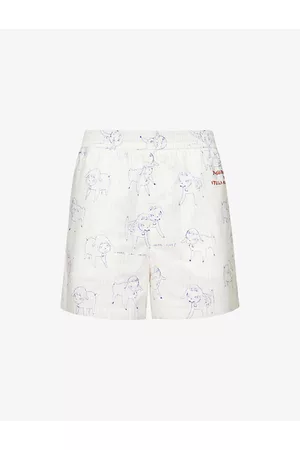 Stella McCartney Womens Yoshitomo Nara x Graphic-print Cotton-poplin Shorts Xxs