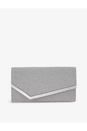 Jimmy Choo Womens Emmie Glittered Leather Mini Clutch