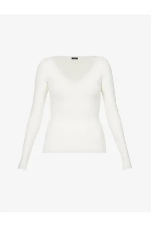 Joseph Womens V-Neck Stretch-Woven Top S