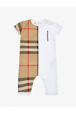 Burberry Check-panel Cotton-jersey Romper 12-18 Months 12 Months