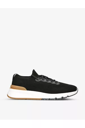 Brunello Cucinelli Mens Logo-Detail Low-Top Cotton-Knit Trainers Eur 40 / 6 Uk Men
