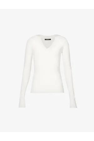 Joseph Womens V-Neckline Silk-Blend Knitted Top L