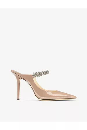 Jimmy Choo Womens Bing 100 Crystal-Embellished Patent-Leather Heeled Mules Eur 36 / 3 Uk Women