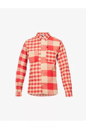 ICECREAM Men Long sleeved Shirts - Mens Brand-embroidered Checked Cotton-blend Shirt S