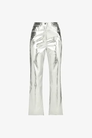 Amy Lynn Womens Lupe Straight-Leg High-Rise Faux Leather Trousers S