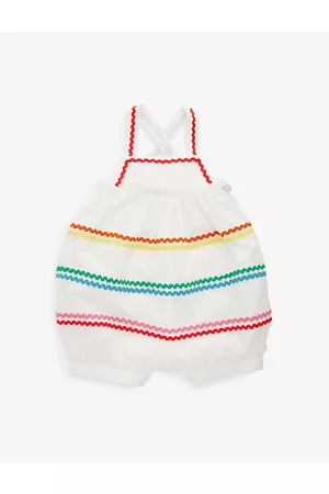 Stella McCartney Girls Playsuits & rompers - Ric Rac Embroidered-trim Cotton-poplin Playsuit 6-36 Months 3 Months