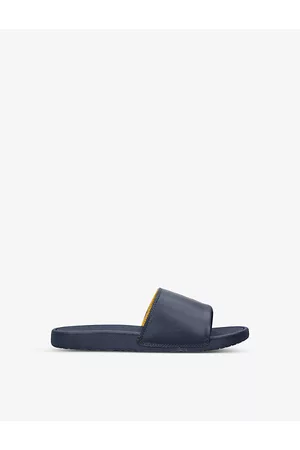 Ralph Lauren Boys Kids Cayson II Signature-logo Sliders Faux-leather Sliders 8-10 Years 2.5