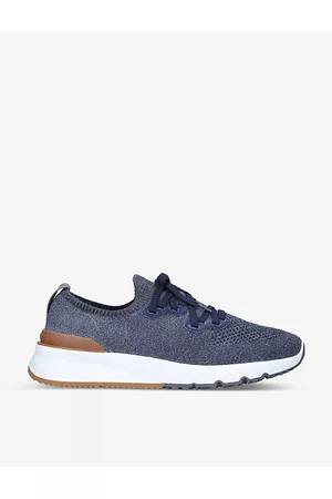 Brunello Cucinelli Mens Brand-Embossed Knitted Low-Top Trainers Eur 40 / 6 Uk Men