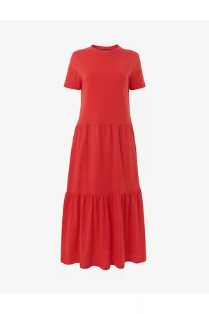 Whistles Women Casual Dresses - Womens Tiered Organic Cotton-jersey Midi Dress 6