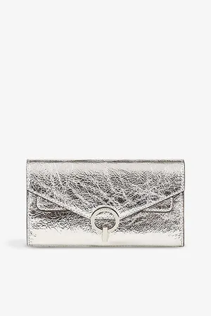 Sandro Womens Yza Pocket Metallic Leather Clutch Bag 1 Size