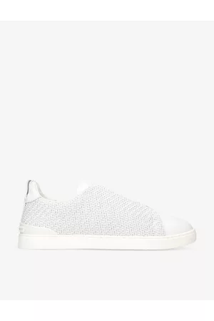 Ermenegildo Zegna Mens Triple Stitch Interwoven Leather Low-Top Trainers Eur 42 / 8 Uk Men