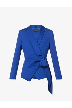 Max Mara Women Blazer Dresses - Womens Klenia Wrap-over Silk-crepe Blazer 10