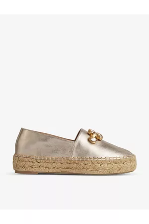 LK Bennett Women Loafers - Womens Talisa Crystal-embellishment Leather Espadrilles 4