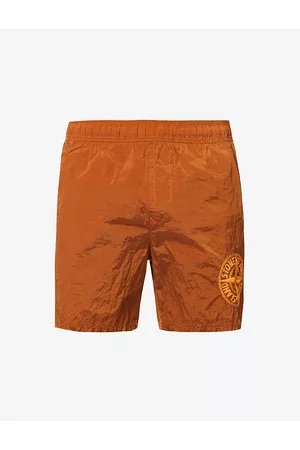 Stone Island Men Swim Shorts - Mens Logo-embroidered Shell Swim Shorts S