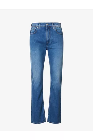 Burberry Men Straight Jeans - Mens Monogram-patch Straight-leg Regular-fit Stretch-denim Jeans 28
